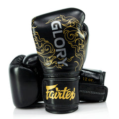 Fairtex X Glory BGVG3 Velcro Boxing Gloves - Black-Gold