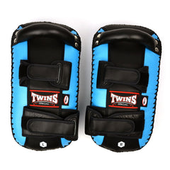Twins Special KPL10 Curved Leather Thai Kick Pads - Light Blue-Black