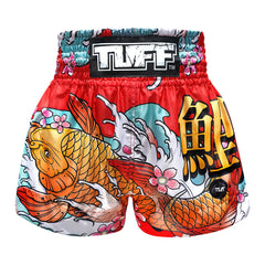 TUFF Muay Thai Shorts - MS637 - Red Japanese Koi Fish