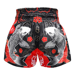 TUFF Muay Thai Shorts - MS638 - Black Japanese Koi Fish