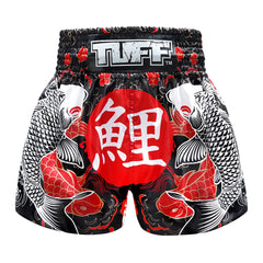TUFF Muay Thai Shorts - MS638 - Black Japanese Koi Fish