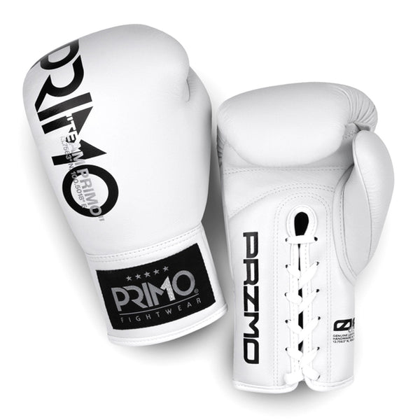 Primo Mamba Series Pro Lace-Up Boxing Gloves - White
